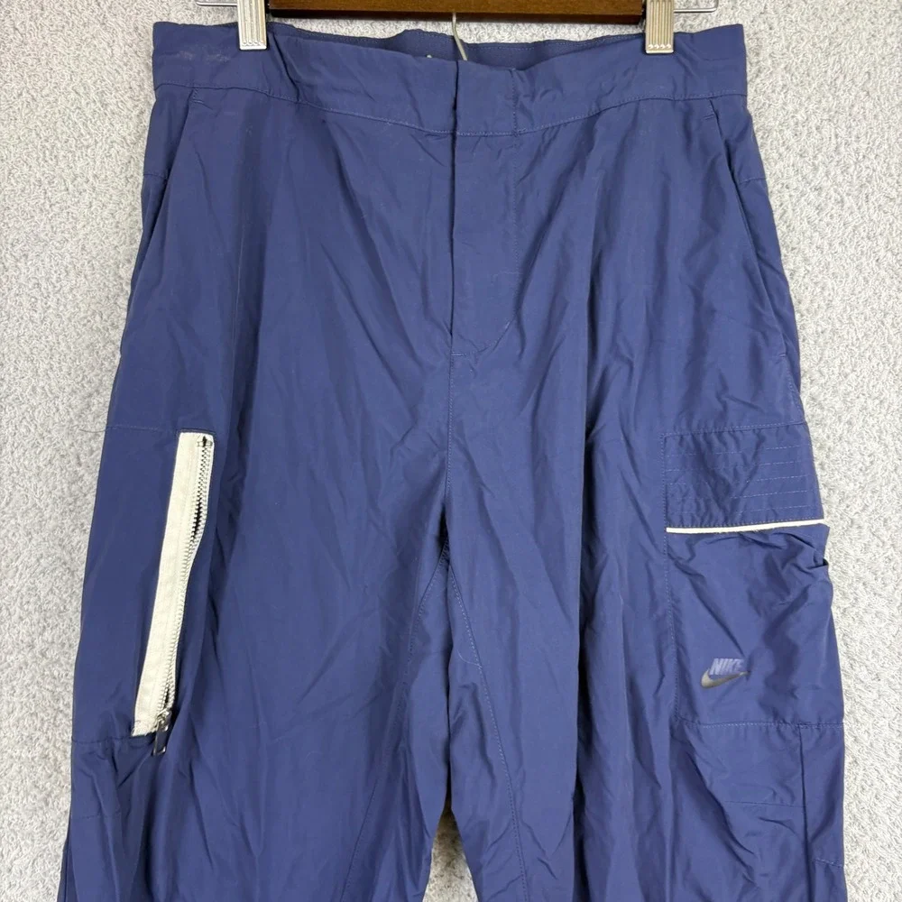 Nike Cargo Pants Mens Medium Navy Blue Zip Pocket Utility Gorpcore 100% Nylon